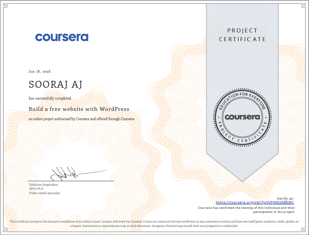 wordpress coursera certificate